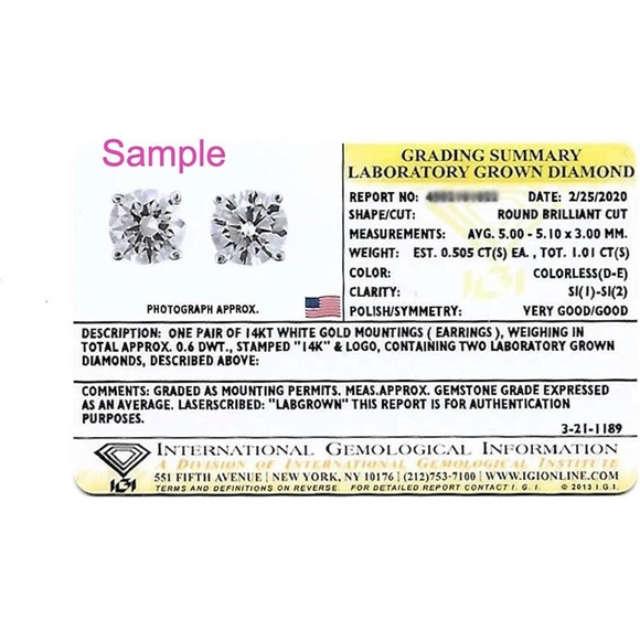 0.75 Carat D-E Color Lab Grown Diamond Stud Earrings in 14k White Gold - Picture 2 of 8